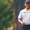 Si Woo Kim hits, then celebrates longest hole-in-one in major championship history